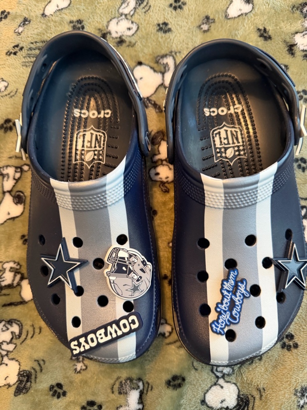 CROCS Navy and White Dallas Cowboys Striped Clogs